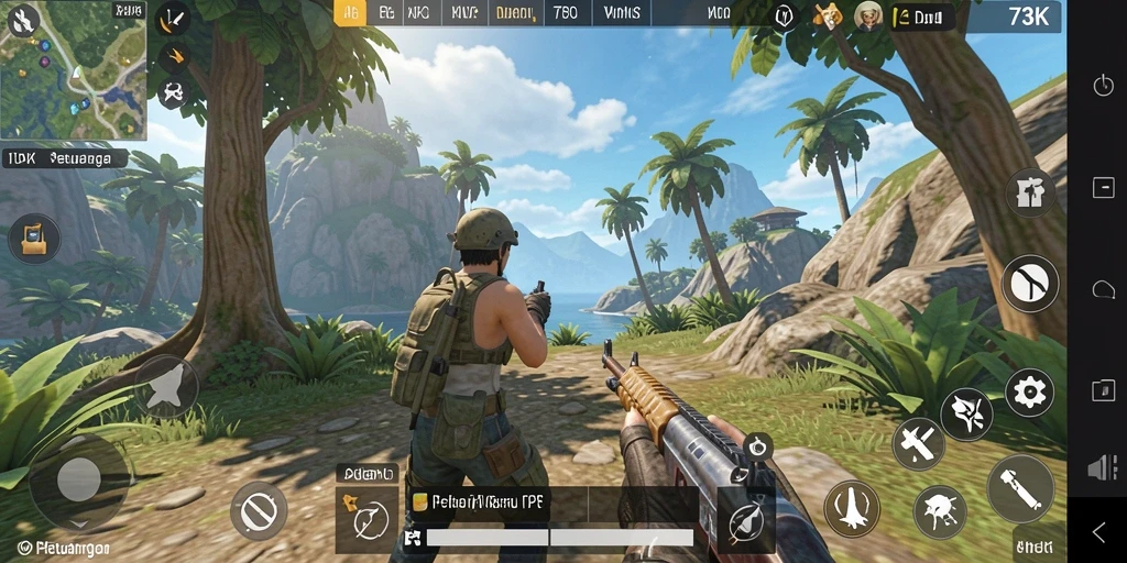 Screenshot gameplay dinamis dari 73K dengan aksi seru dan grafis menawan.