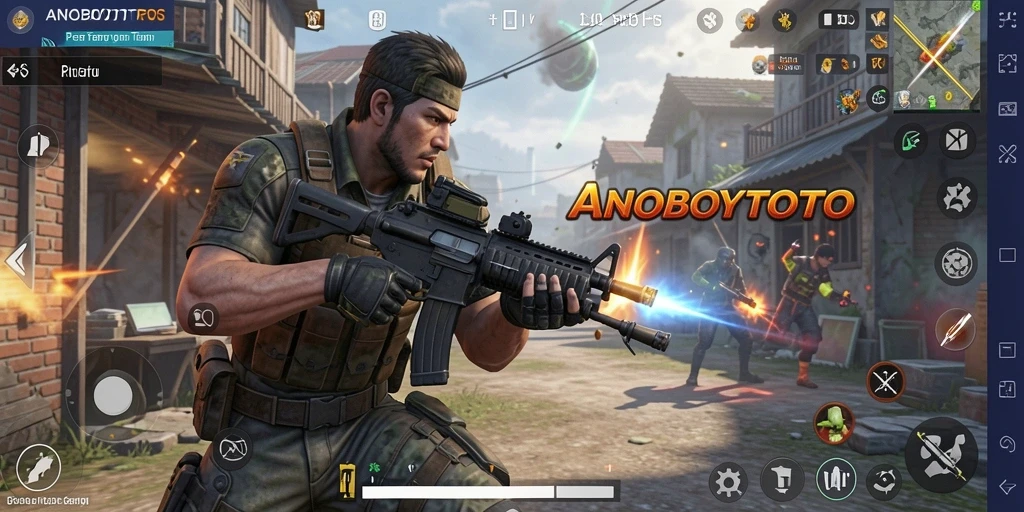 Screenshot gameplay ANOBOYTOTO menampilkan aksi seru dan intens dari pertempuran FPS.