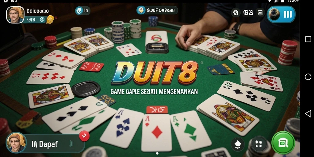 Gambaran gameplay seru dalam permainan Gaple di DUIT8.