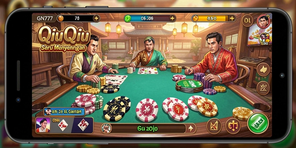 Tampilan gameplay seru dari GN777 dengan suasana QiuQiu.