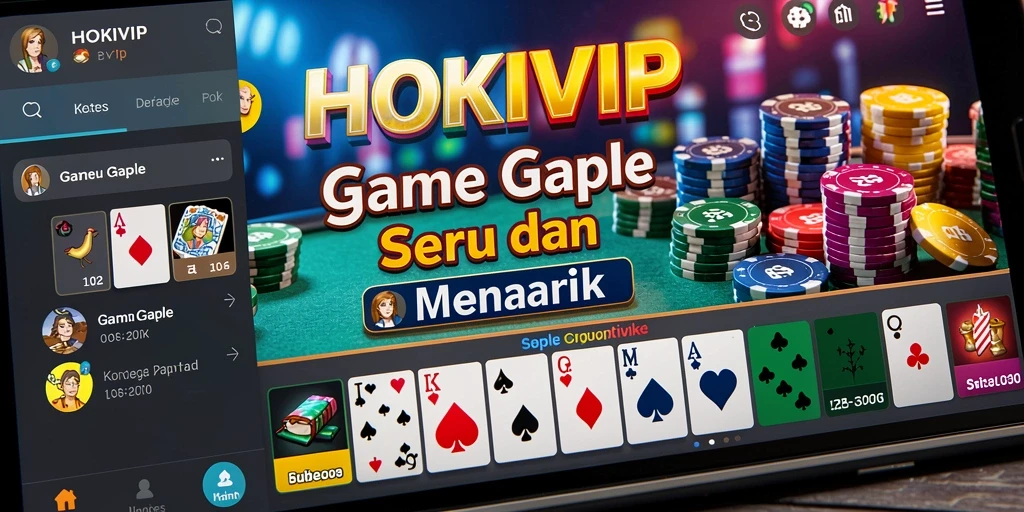 Gameplay HOKIVIP menampilkan momen seru bermain Gaple bersama teman.