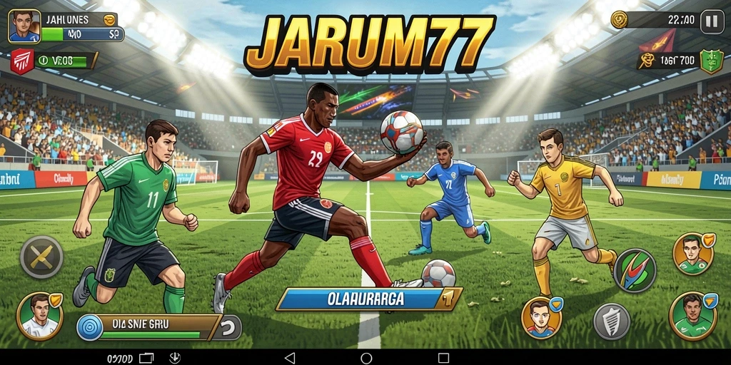 Screenshot gameplay JARUM77 yang menampilkan aksi olahraga yang seru.