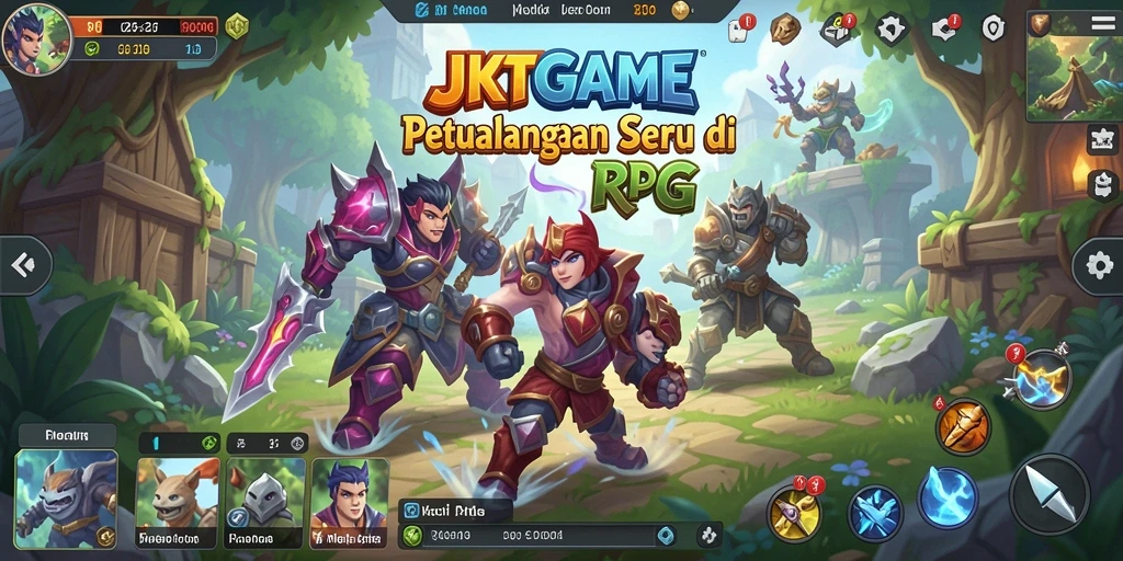 Screenshot utama JKTGAME menampilkan aksi seru karakter RPG.
