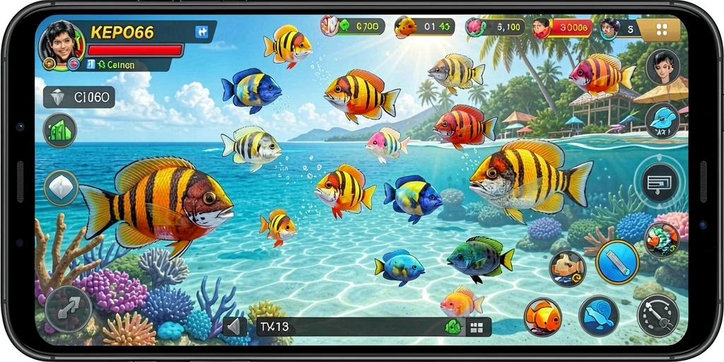 Screenshot gameplay menampilkan aksi seru menembak ikan.
