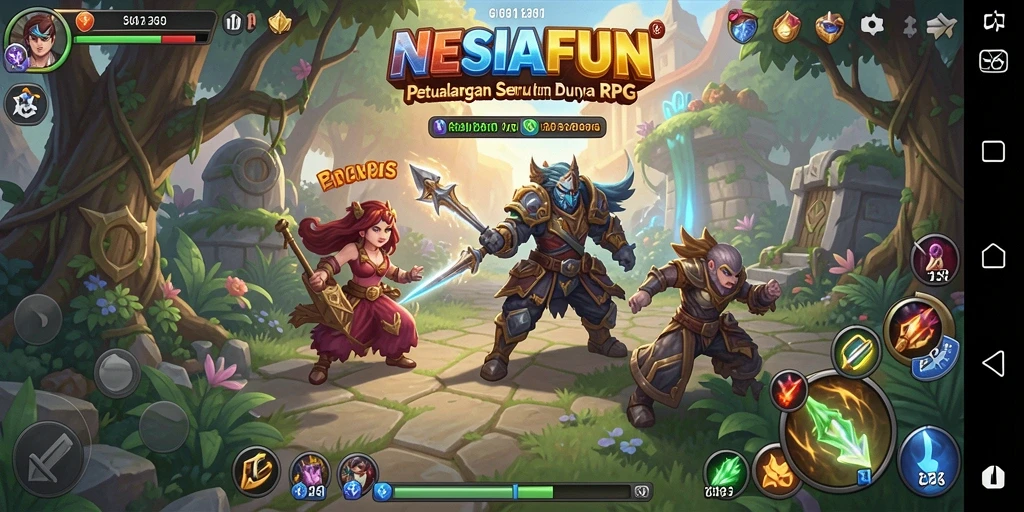 Screenshot gameplay RPG NESIAFUN dengan aksi mendebarkan.