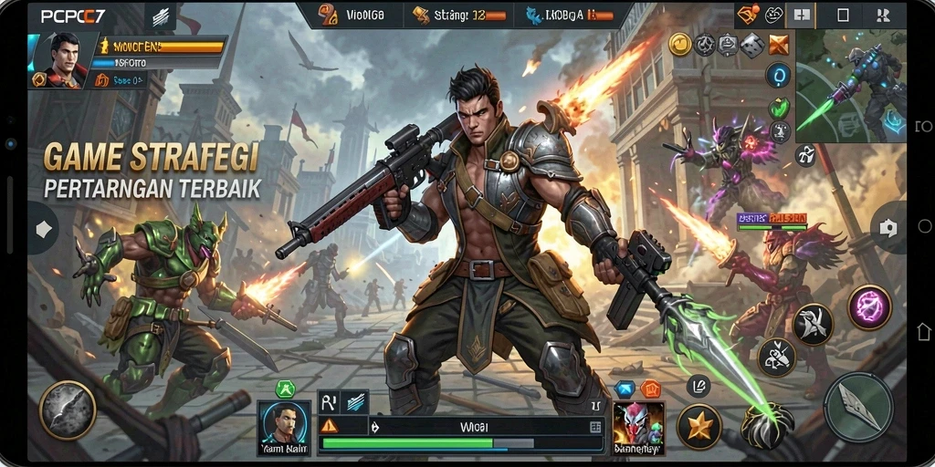 Menampilkan pertempuran seru dalam game SLG.