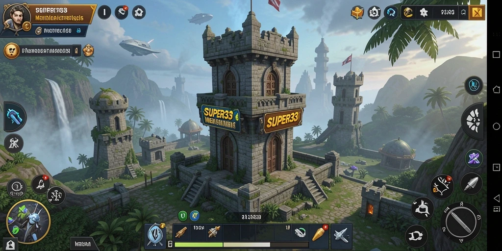 Gameplay SUPER33 yang menarik dalam mempertahankan menara.