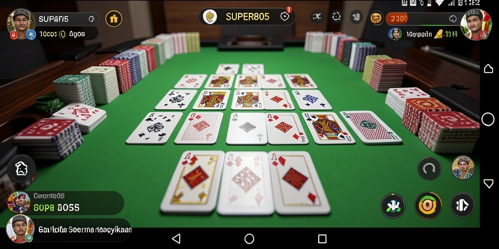 Tampilan gameplay SUPER805 yang menampilkan suasana seru permainan Gaple.
