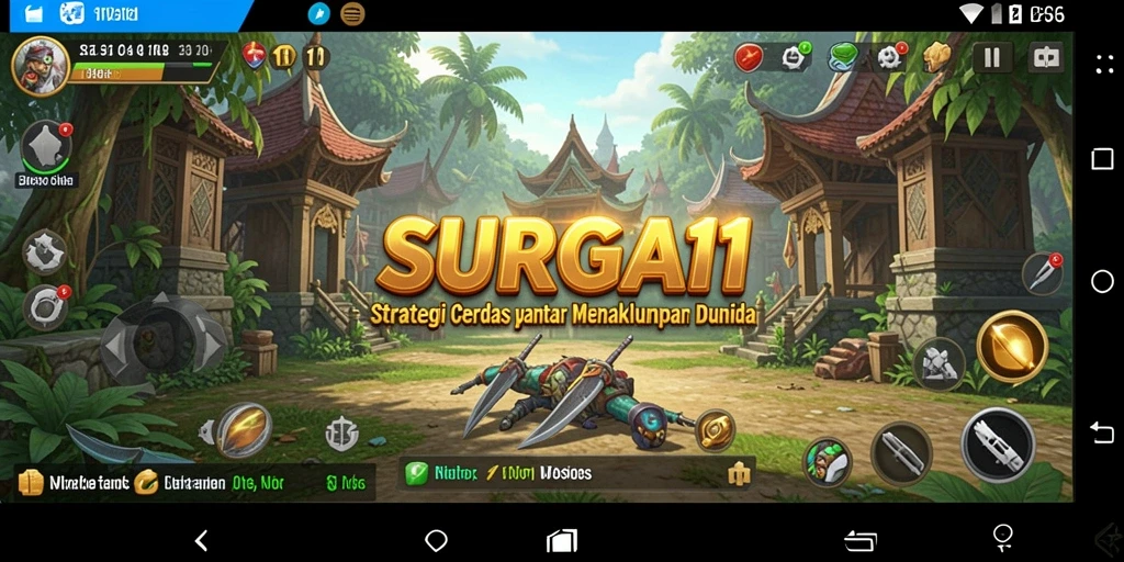 Screenshot utama SURGA11 menunjukkan strategi yang mendebarkan dalam pertempuran.