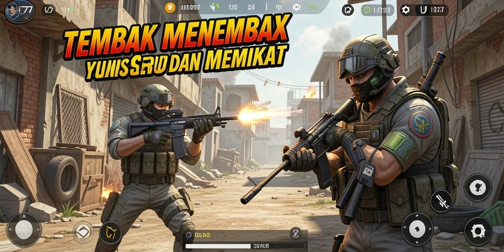 Screenshot UT77 menampilkan aksi tembak menembak yang intens dan mendebarkan.