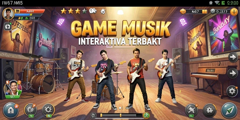 Tampilan menarik dari gameplay W67 yang penuh dengan musik.