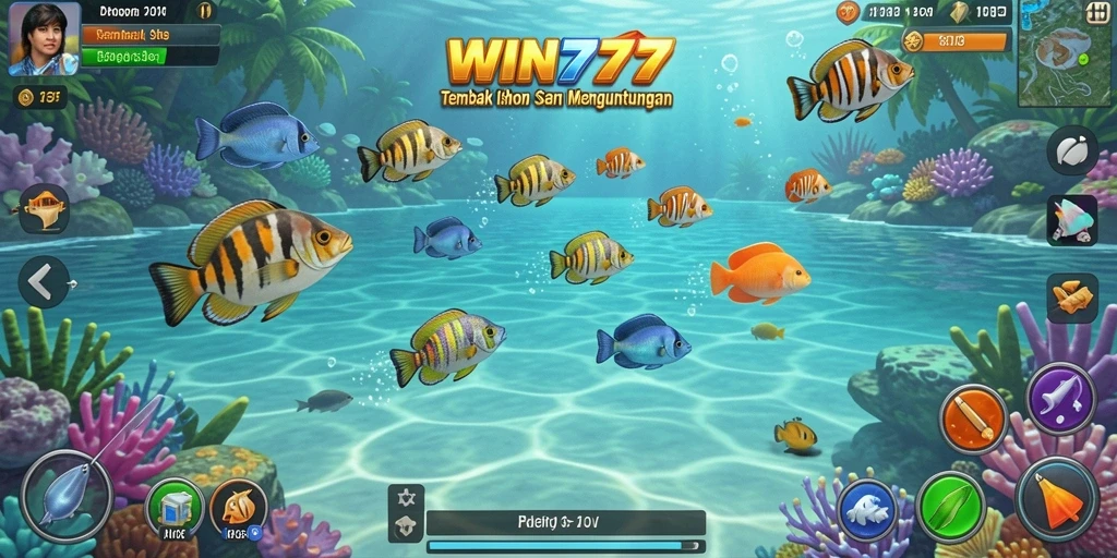Menampilkan gameplay seru Tembak Ikan di WIN777.